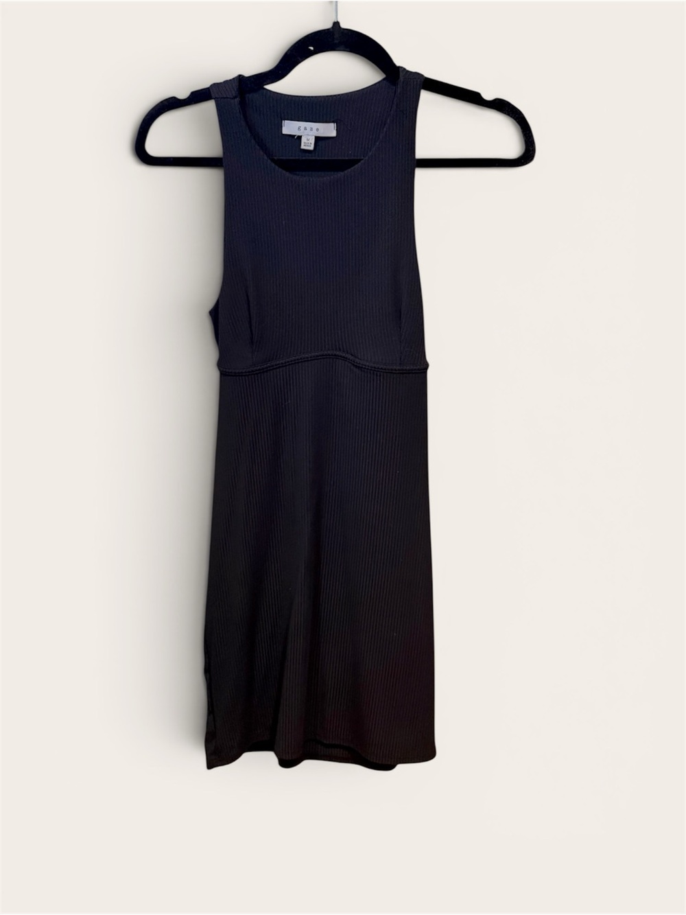 Gaze Black Ribbed Midi Dress | Sleeveless | Size Medium